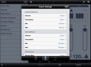 Coach section on iPad