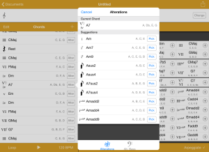 Suggester - Choosing an altered chord - iPad