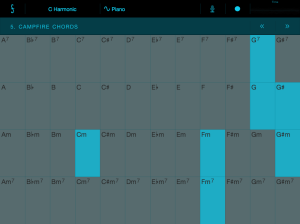 Blue is solidly in scale but you can choose any of the chords.